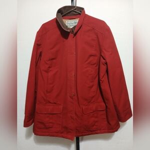 L.L. Bean Red Barn Jacket with Brown Corduroy Collar